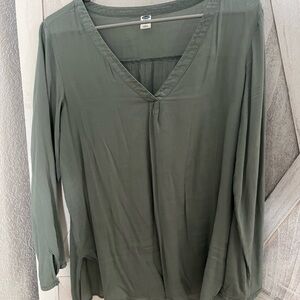 Old Navy Olive V-Neck Blouse